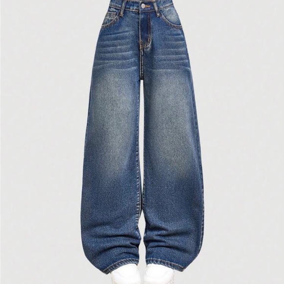 Kids SHEIN Distressed Dark Denim Jeans button & zipper size 12Y Comfortable - Picture 1 of 6